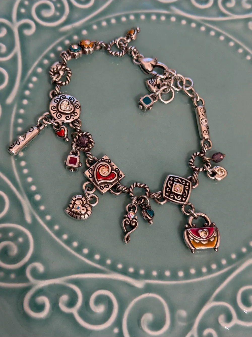 Brighton Red Heart Charm Bracelet retired